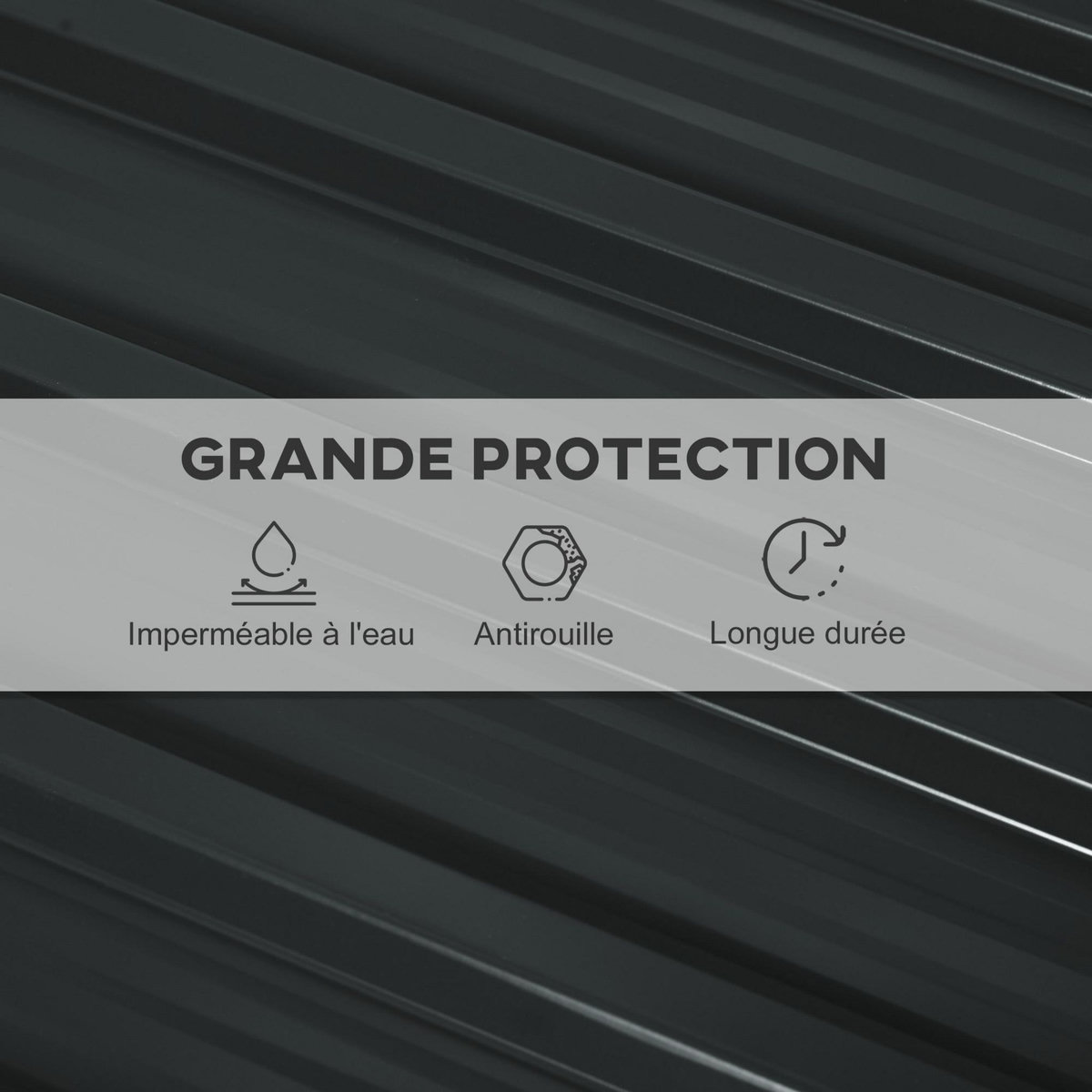 OUTSUNNY Lot de 12 panneaux - dim. 129L x 45l cm - tôle acier ondulé anthracite