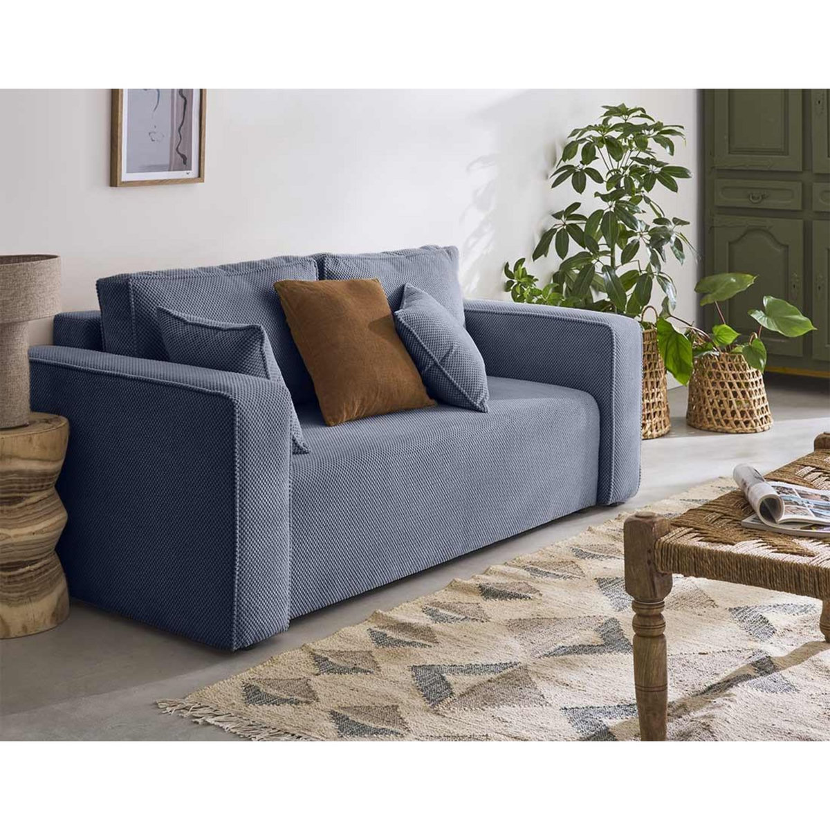 BEST MOBILIER Topaze - canapé droit 2 places - en velours texturé