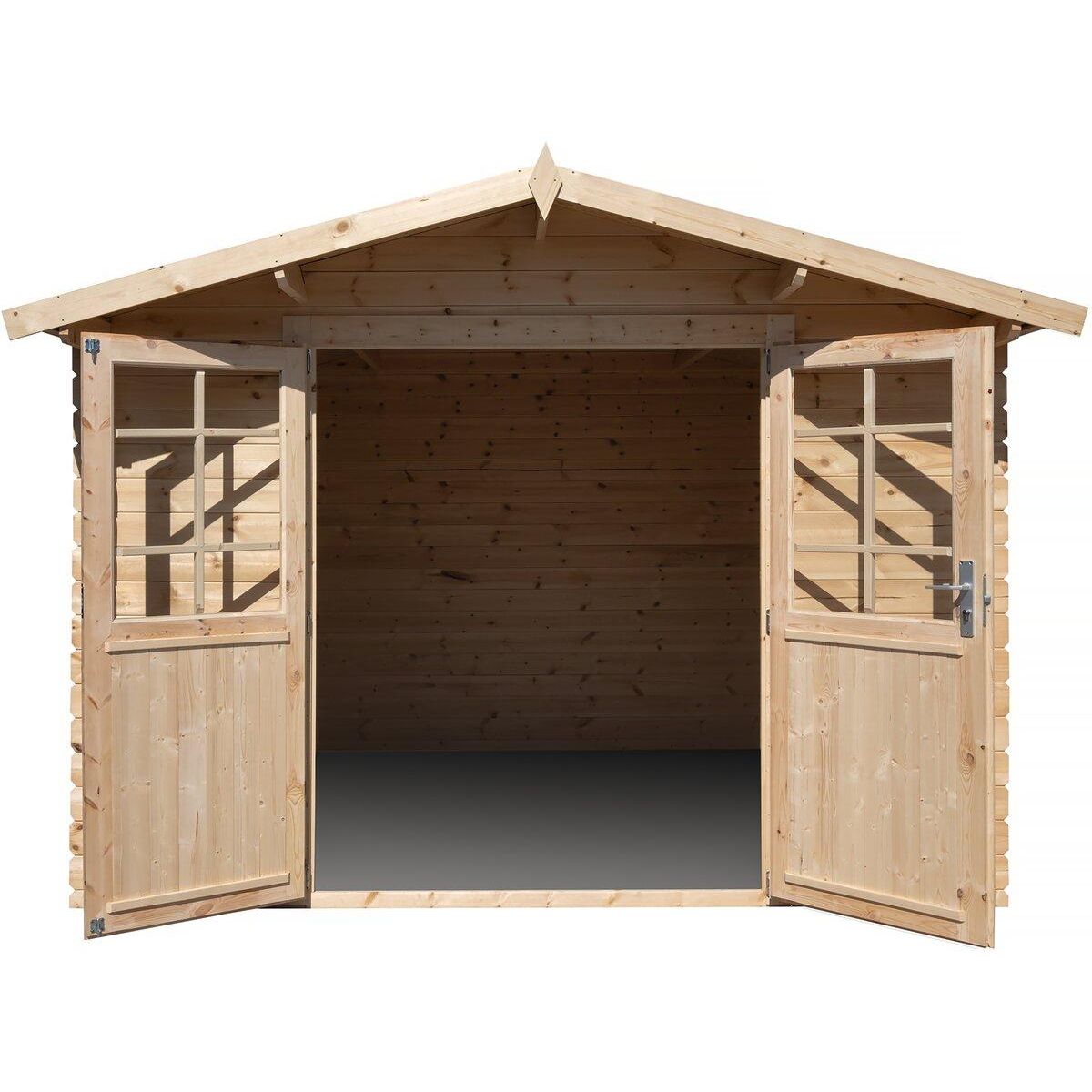 Habitat et Jardin Abri de jardin bois 9.4 m²  Lys  - 320 x 298 x 225 cm - 28 mm