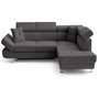 Voir la diapositive 1 : BEST MOBILIER Lisbona - canapé d'angle droit 5 places convertible avec têtières en velours côtelé