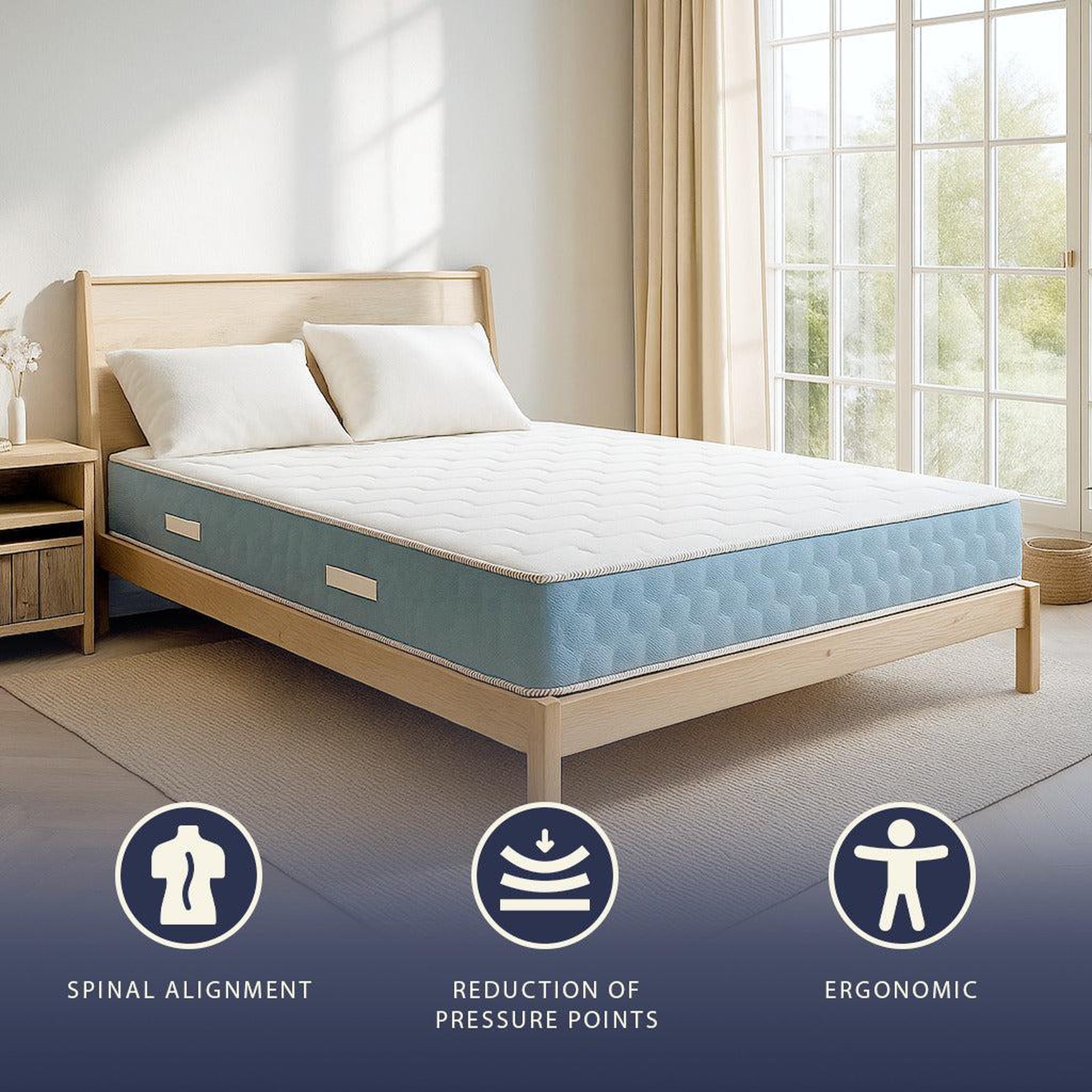 Voir la diapositive 4 : THE WHITE STONE Matelas Orthopédique 80x190 cm | Hauteur 21 cm | Dispositif Médical Classe 1 | Ergonomique & Respirant | Fabriqué en Italie
