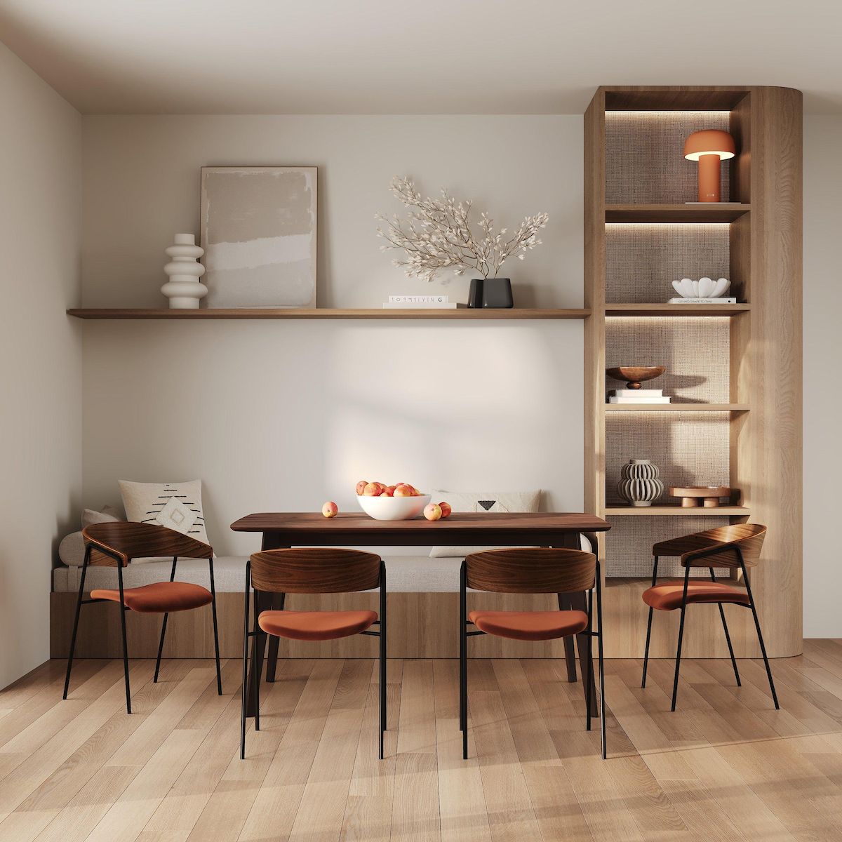 Rendez vous déco Lot de 2 chaises en velours terracotta et bois de noyer-Esmée