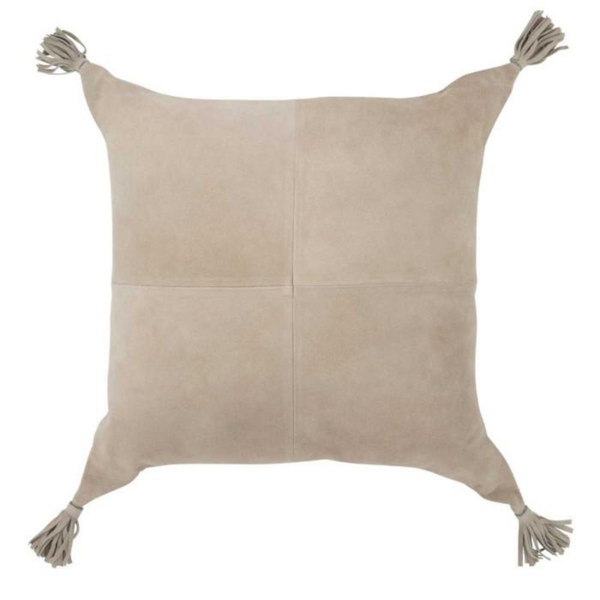 Paris Prix Coussin Pompons en Cuir  Coleman  45x45cm Gris