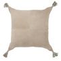 Voir la diapositive 1 : Paris Prix Coussin Pompons en Cuir  Coleman  45x45cm Gris