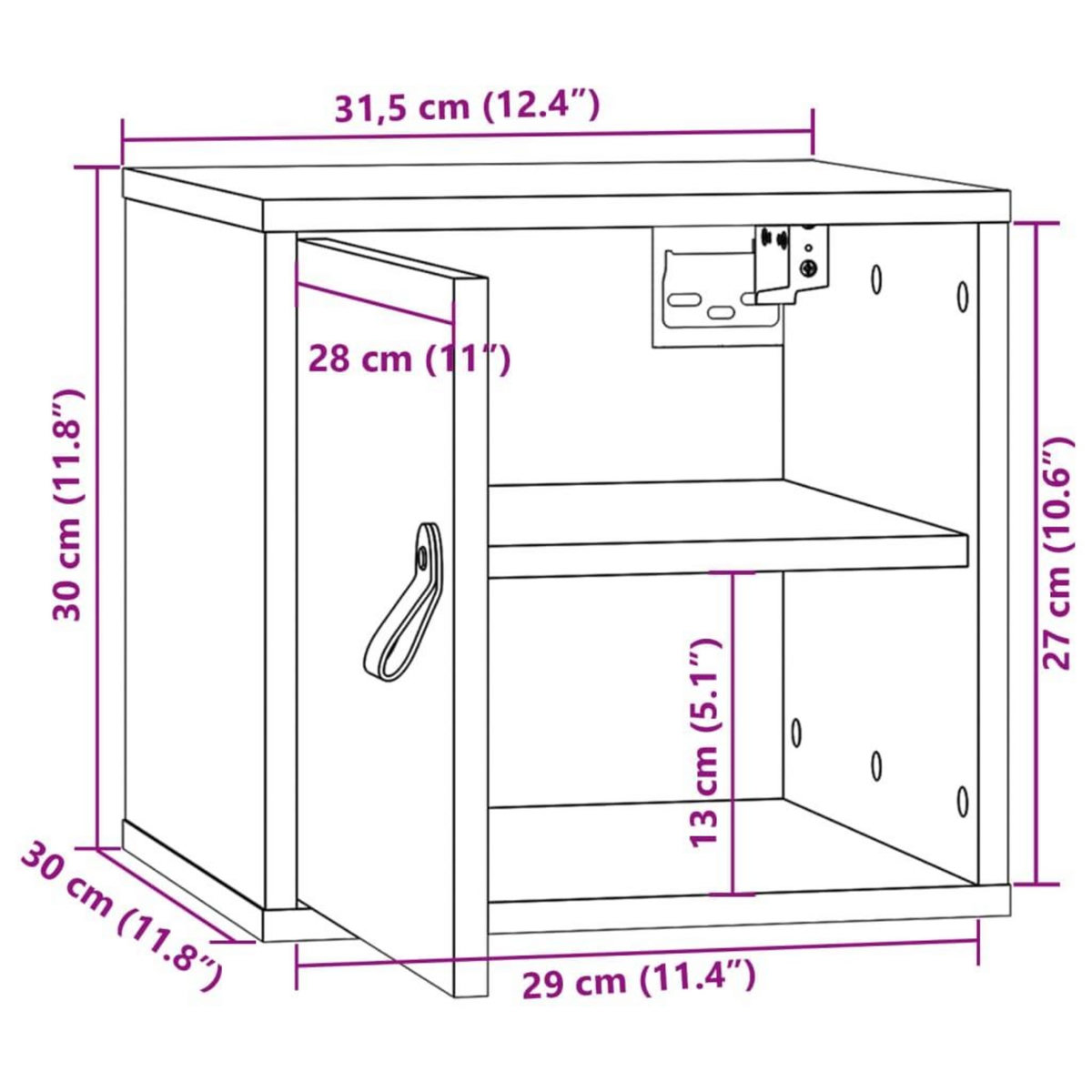 VIDAXL Armoires murales 2 pcs Gris 31,5x30x30 cm Bois de pin massif