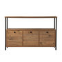 Voir la diapositive 1 : CONCEPT USINE Console avec rangements bois et métal noir 120x77cm SOLIS