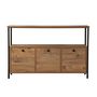 Voir la diapositive 1 : CONCEPT USINE Console avec rangements bois et métal noir 120x77cm SOLIS