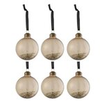 Paris Prix Lot de 6 Boules de Noël  Intérieur Paillettes  8cm Marron