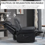 Voir la diapositive 6 : HOMCOM Fauteuil releveur inclinable avec repose-pied ajustable - fauteuil de relaxation électrique - revêtement synthétique noir