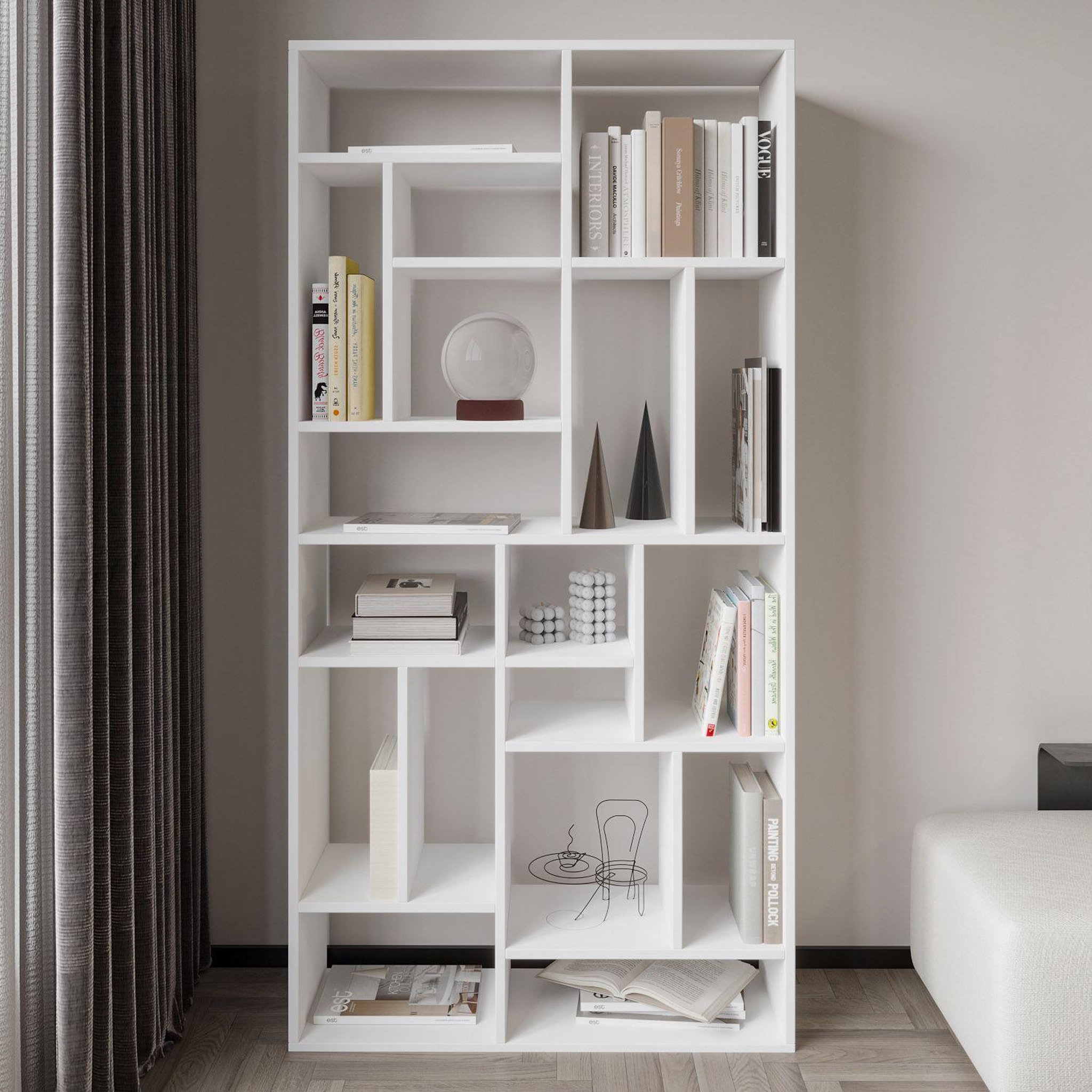 Voir la diapositive 2 : Habitat et Jardin Bibliothèque en bois  nicola  - 90 x 30 x 180 cm - blanc