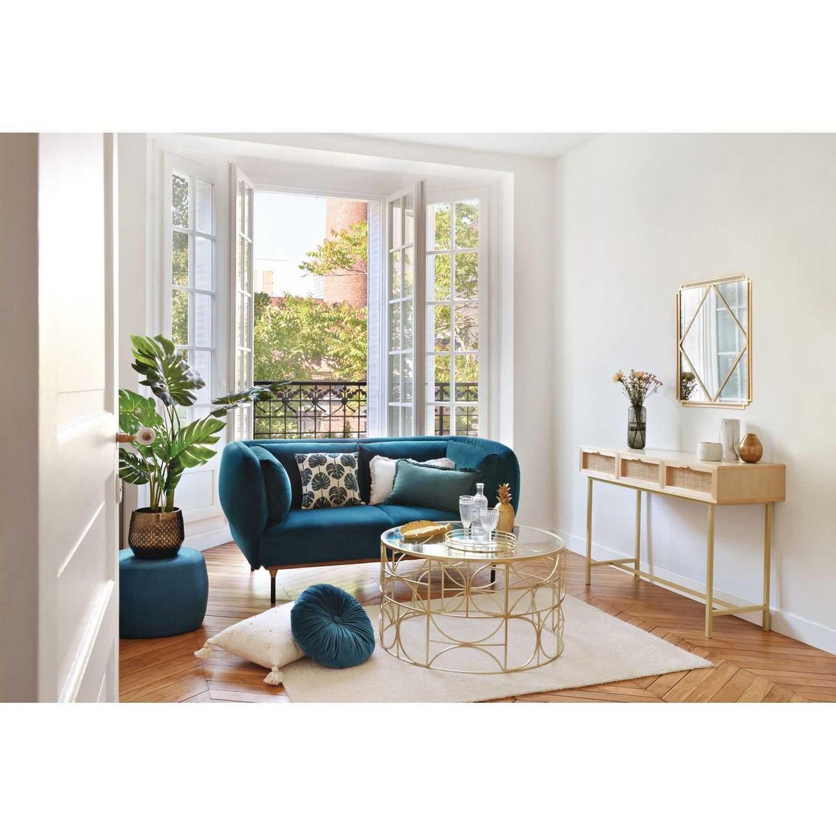 ATMOSPHERA Table basse verre et métal - Doré