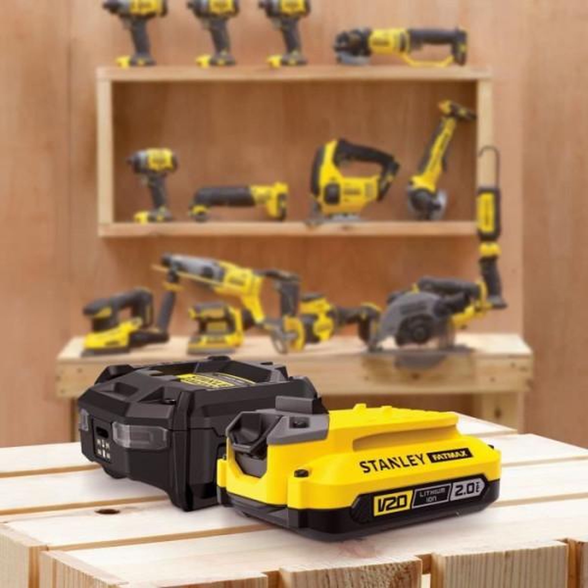 Voir la diapositive 2 : Stanley Starter kit - stanley fatmax v20 - sfmcb10d1-qw - chargeur 1,25a + 1 batterie 18v 2ah