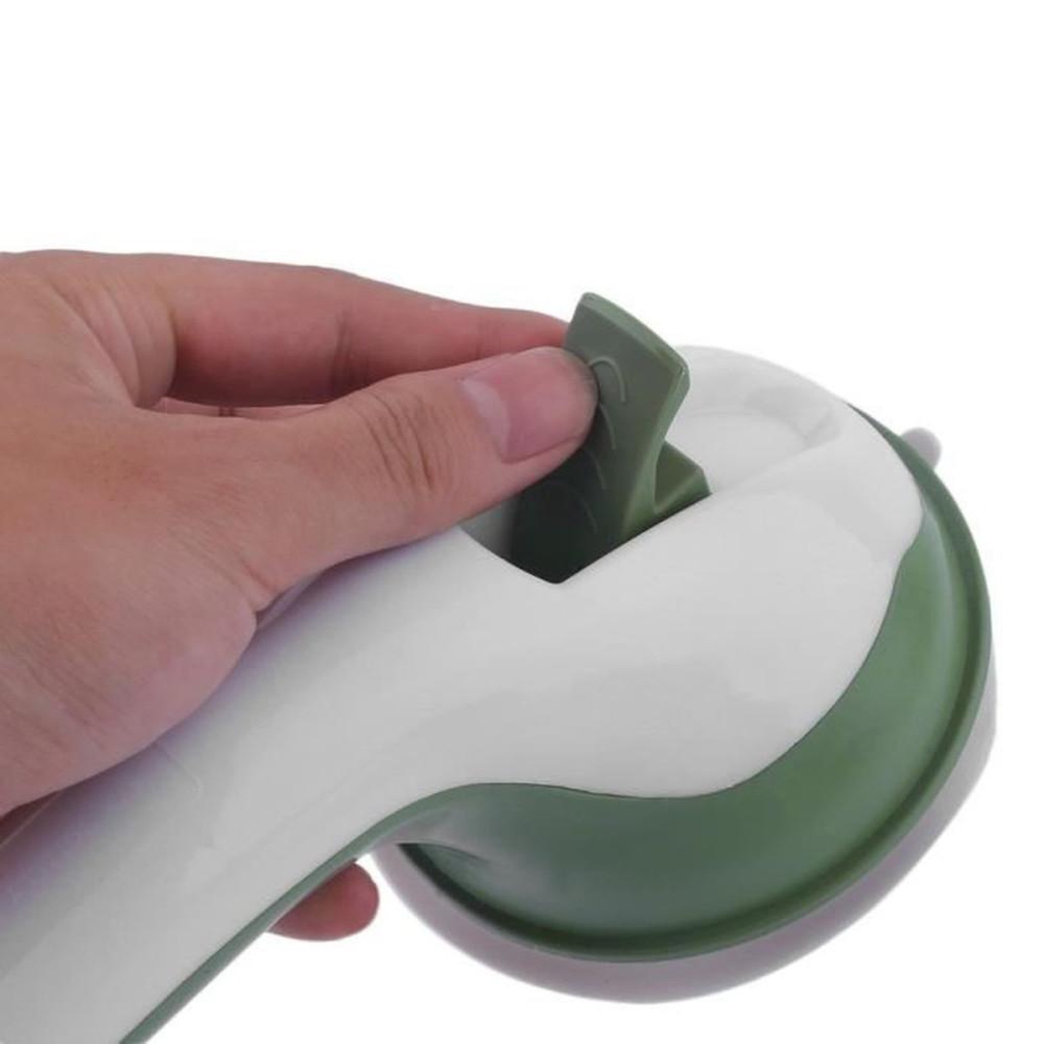 Voir la diapositive 3 : Barre d'appui salle de bain avec ventouses 2 pièces pour baignoire et douche, blanc et vert