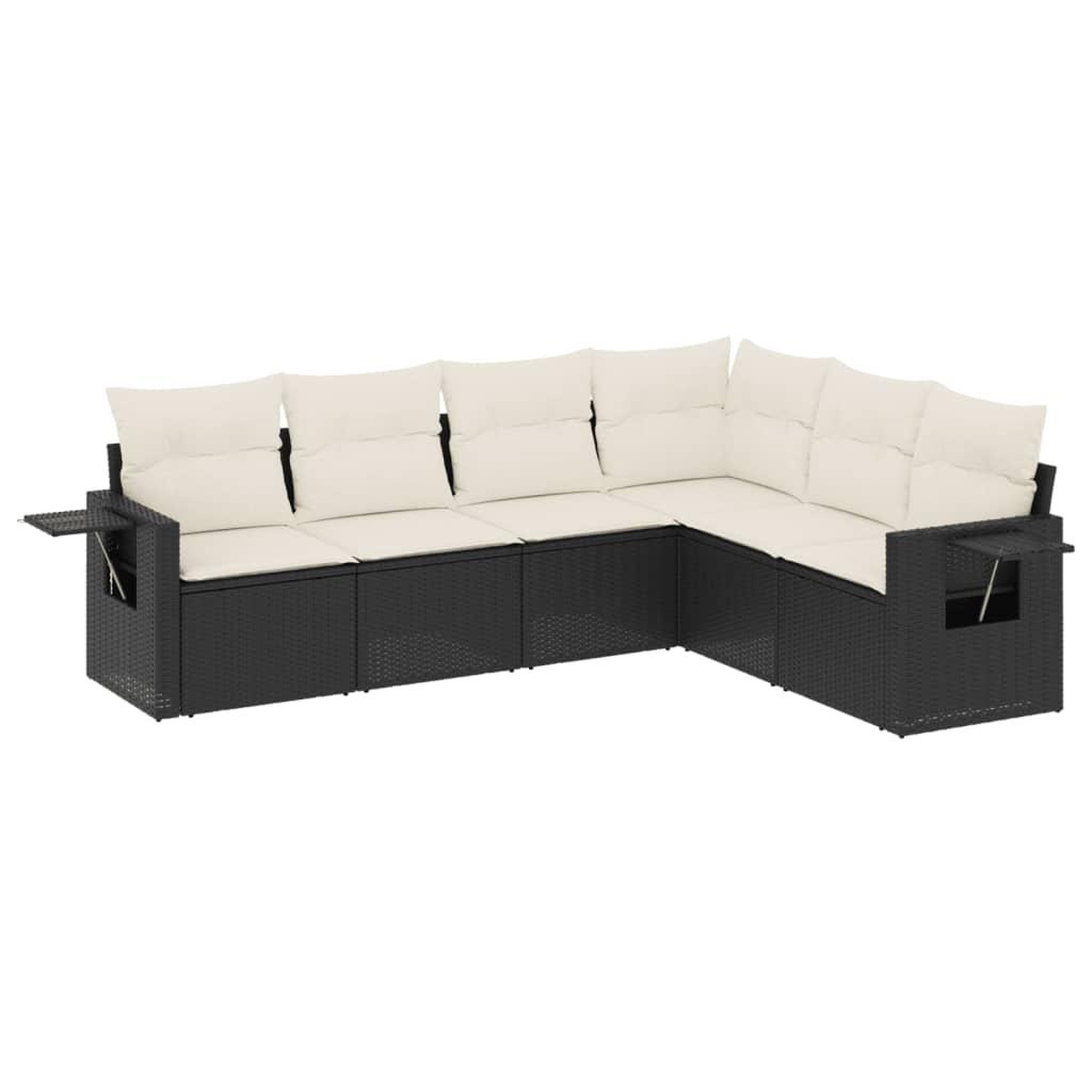Voir la diapositive 2 : VIDAXL Salon de jardin 6 pcs avec coussins noir resine tressee