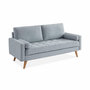 Voir la diapositive 1 : SWEEEK Canapé en tissu gris clair. 3 places scandinave fixe. droit. pieds bois