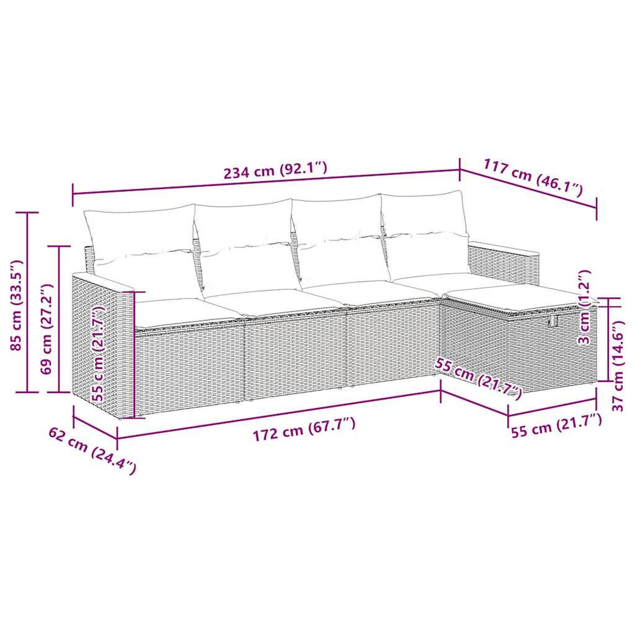 Voir la diapositive 6 : VIDAXL Salon de jardin 5 pcs avec coussins noir resine tressee