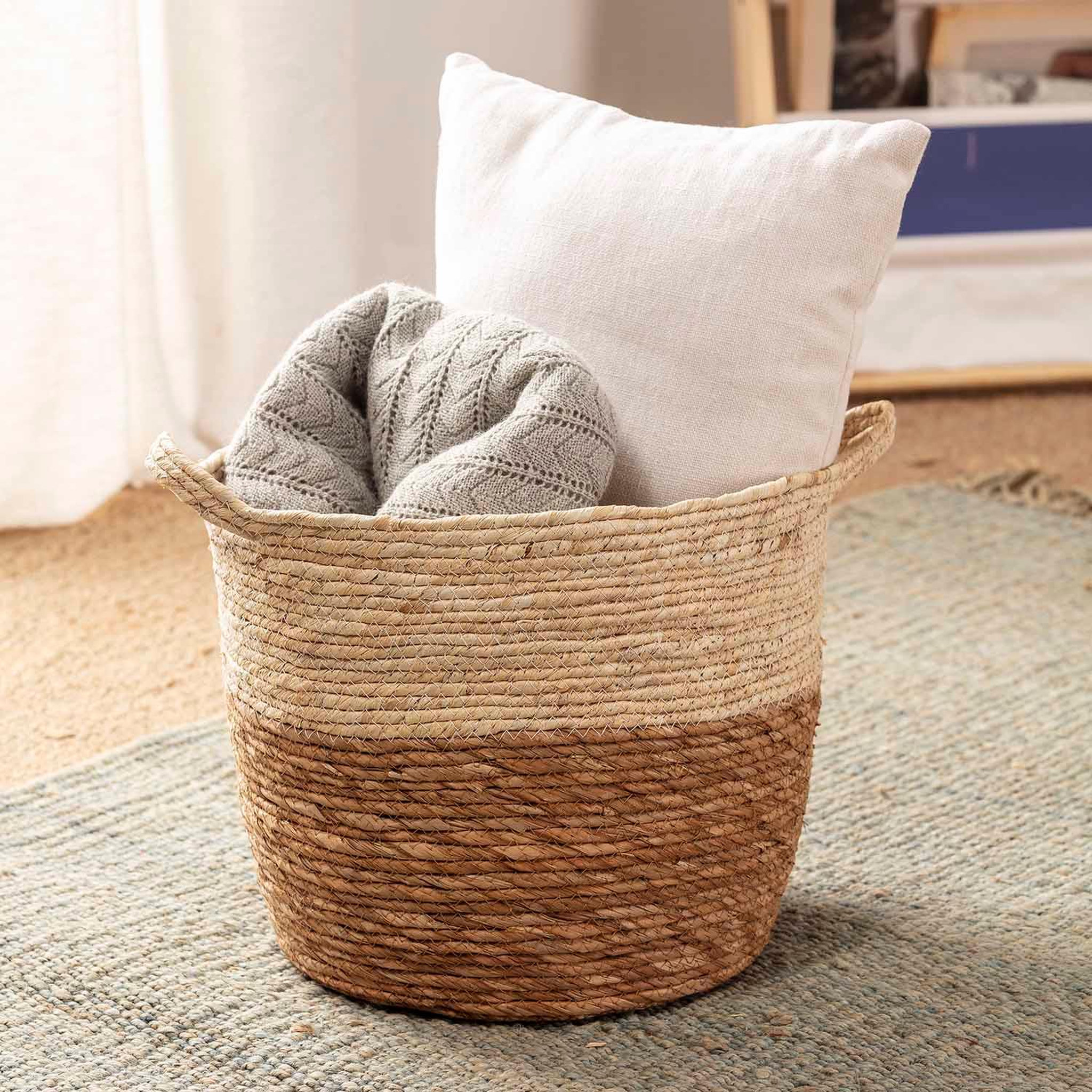 Voir la diapositive 2 : VS VENTA-STOCK Set de 3 paniers Brais fibre naturelle, blanc/naturel