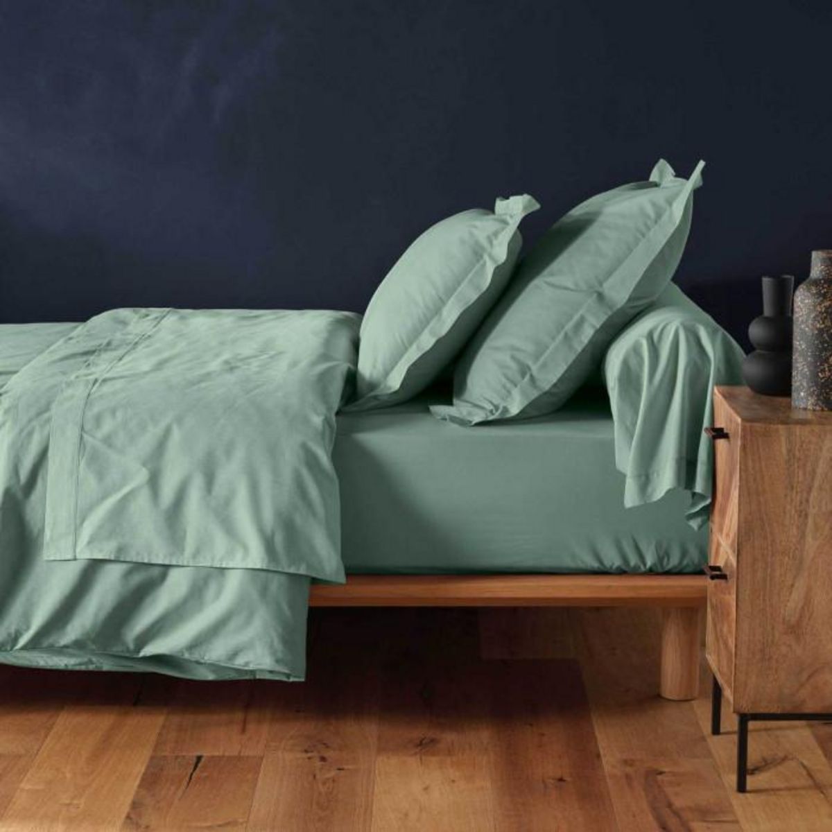 Paris Prix Drap Housse  Lina  180x200cm Sauge