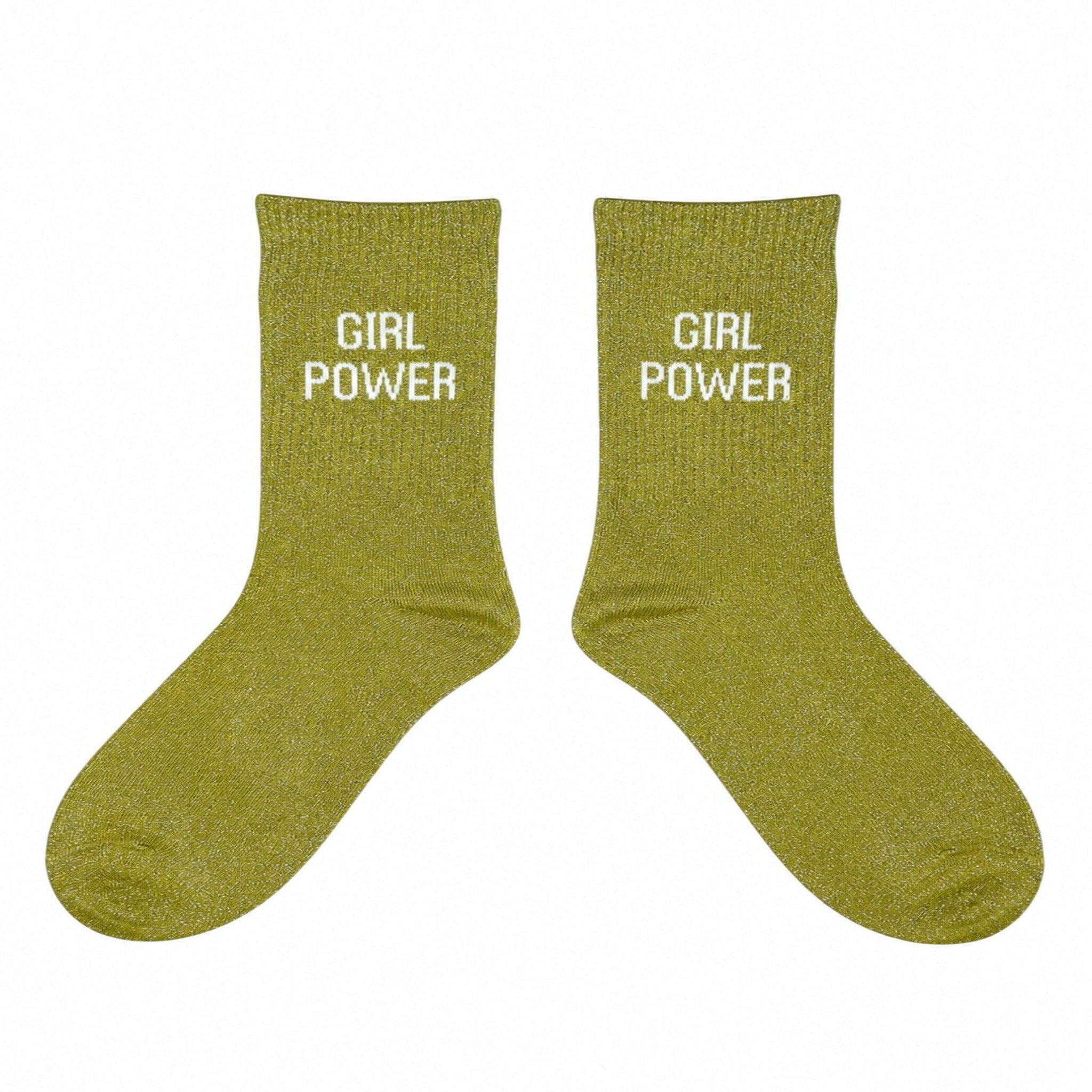 LE BAR A CHAUSSETTES Chaussettes femme à paillettes lbc - girl power. Coloris disponibles : Vert