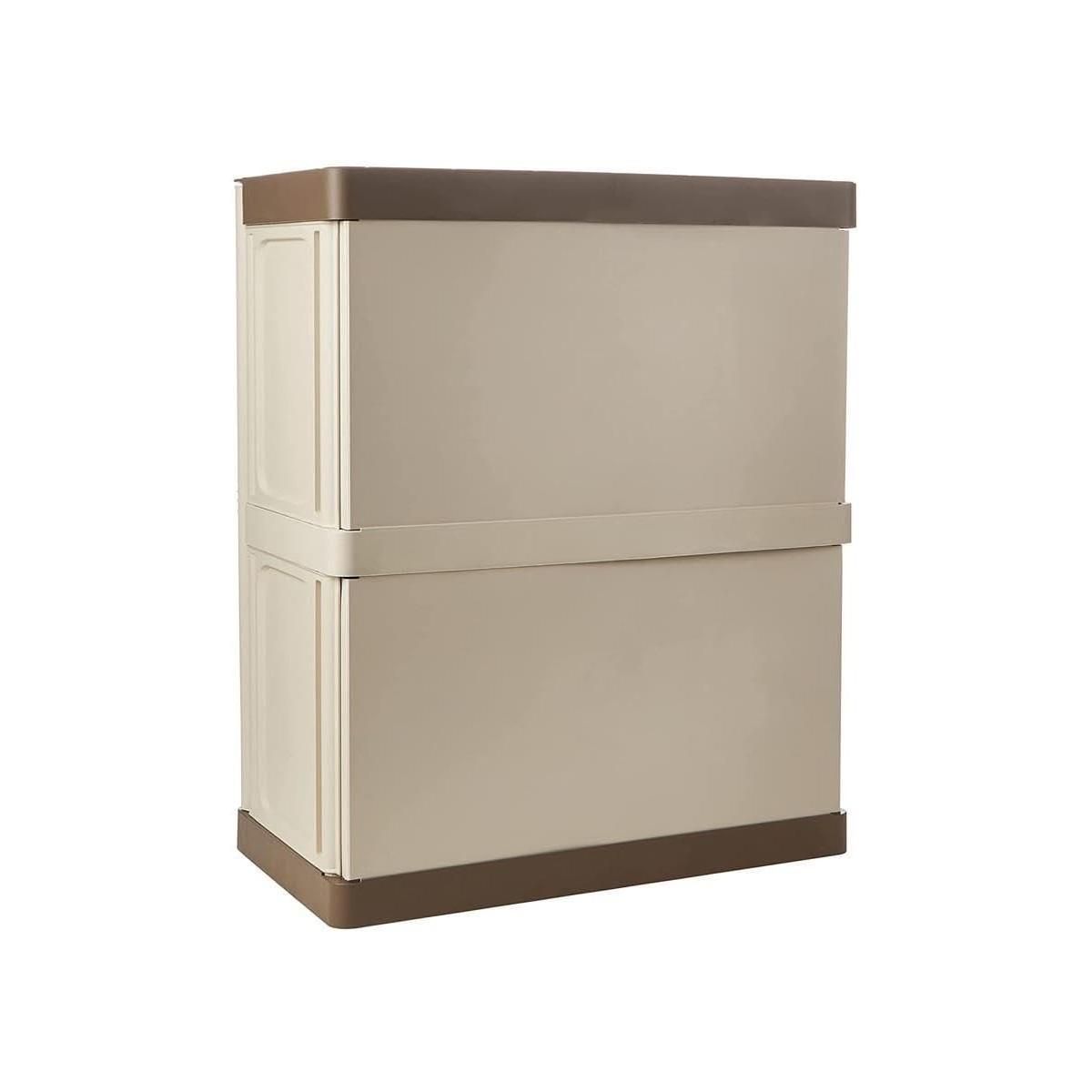 ART PLAST Armoire de Rangement Garage Atelier - Armoire basse 2 portes et 1 étagère Réglable Polypropylène 70 x 39 x 85.5cm Charge 20 kg