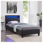 Voir la diapositive 2 : IDIMEX Lit LED simple LUCENO 90x190 cm, avec sommier, revêtement synthétique