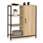 ID MARKET Buffet d'appoint 3 étagères et placard 70 cm DETROIT design industriel