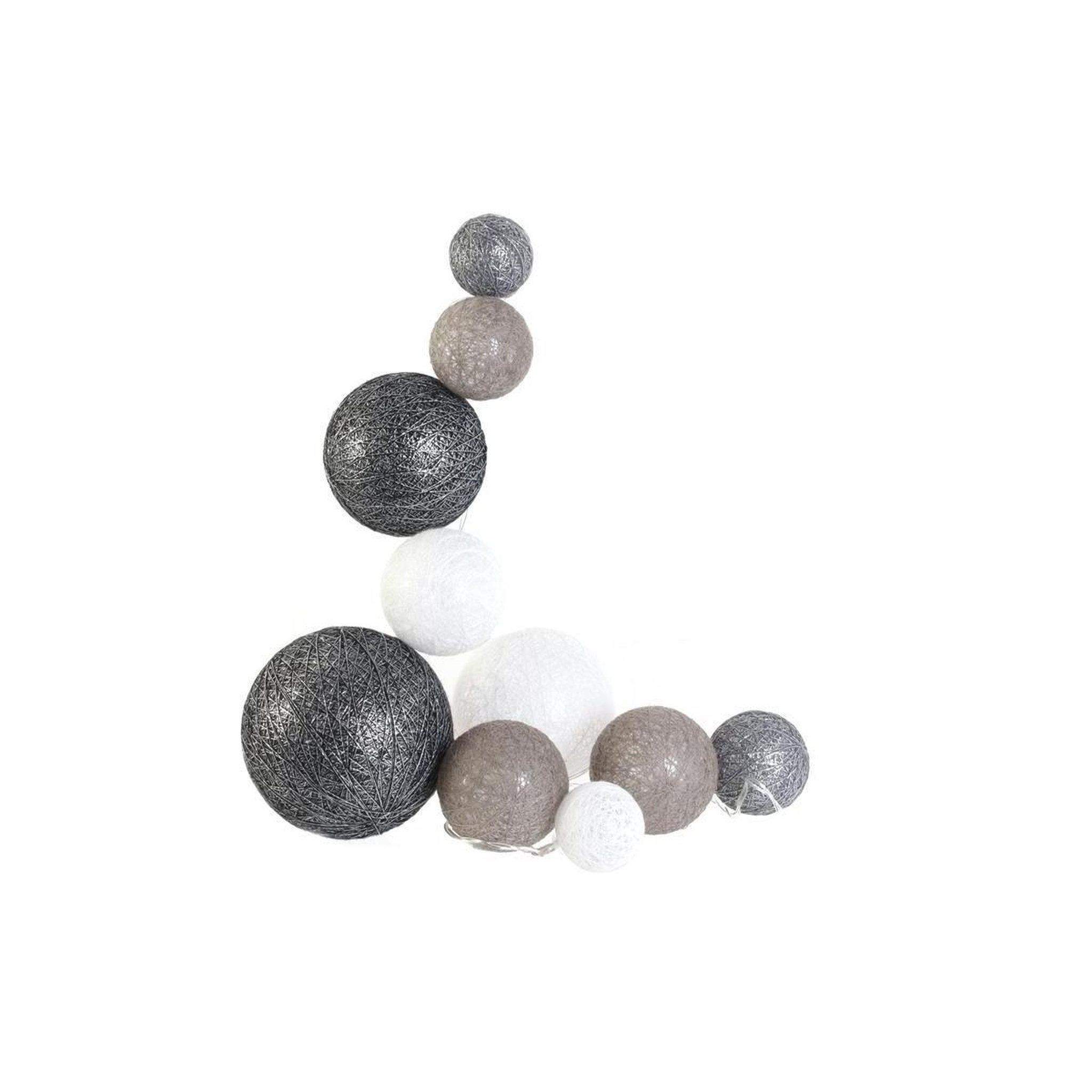 The Home Deco Factory Guirlande boules 10 led  multi taille  192cm gris