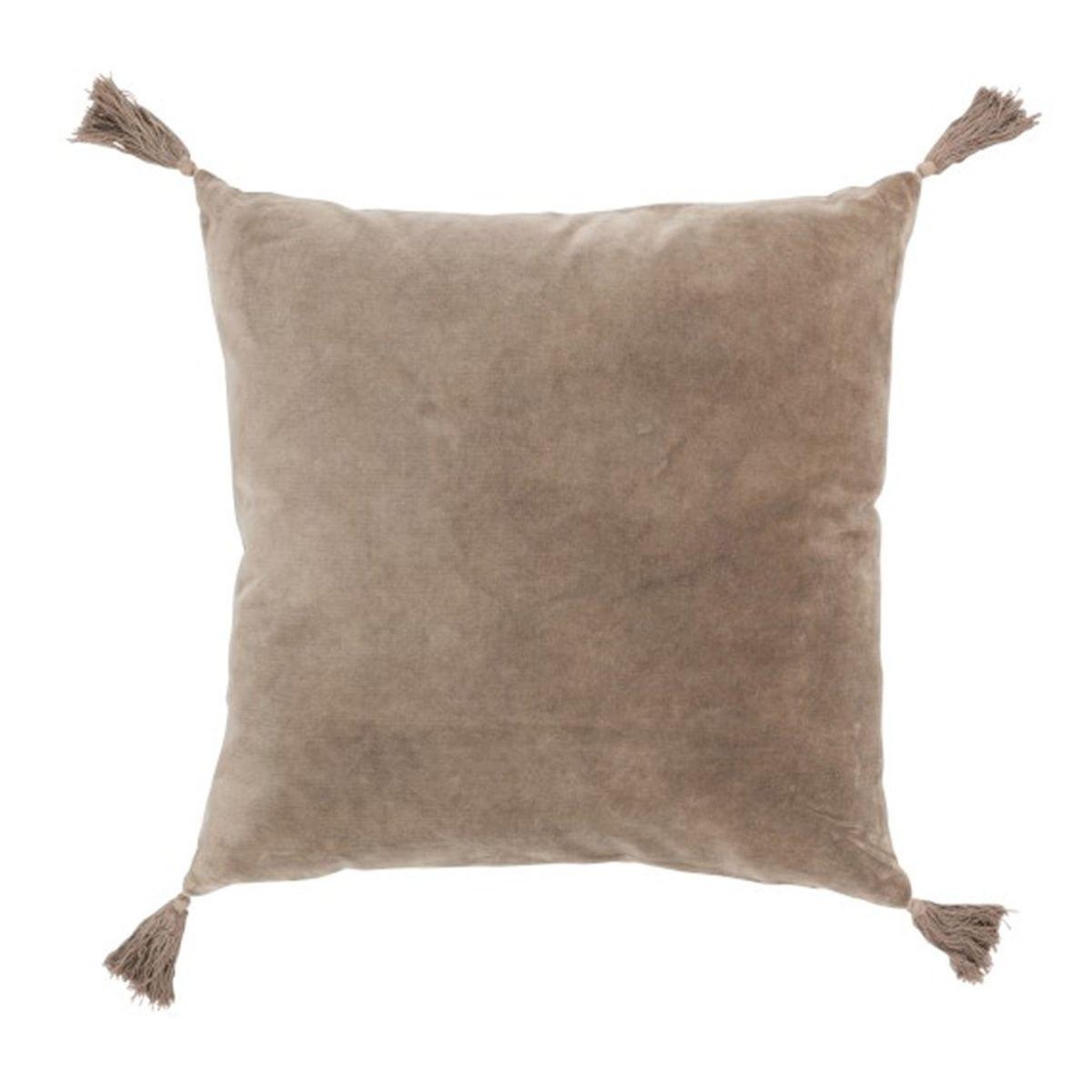 Voir la diapositive 1 : J-LINE Coussin déco en velours  roma  45x45cm marron