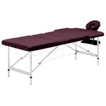 VIDAXL Table de massage pliable 3 zones Aluminium Violet vin