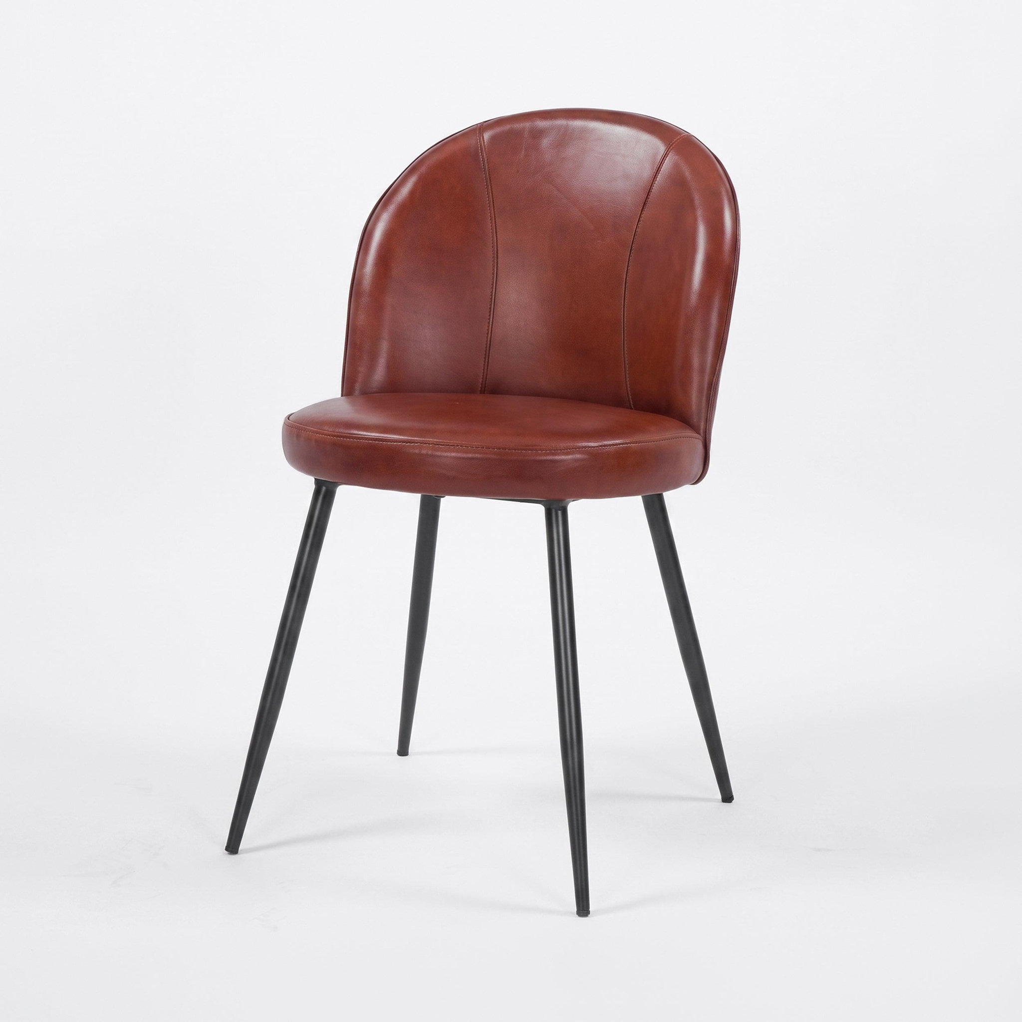 Voir la diapositive 5 : MAISON PAVANE Lot de 2 chaises en cuir de buffle marron rouge-Célestin