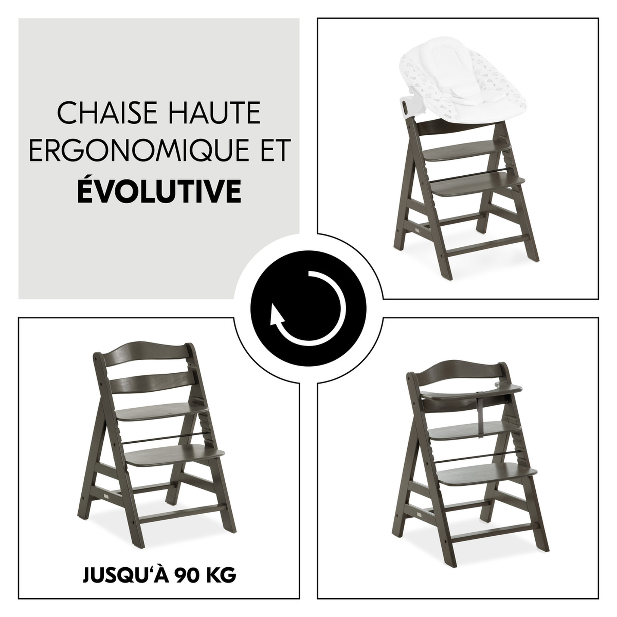 Voir la diapositive 5 : HAUCK Chaise haute en bois Alpha Select gris foncé