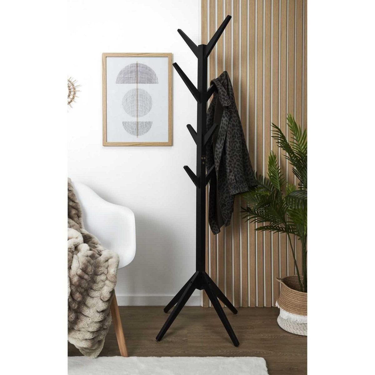 TOILINUX Portemanteau Arbre en MDF Hauteur 178 cm - Noir