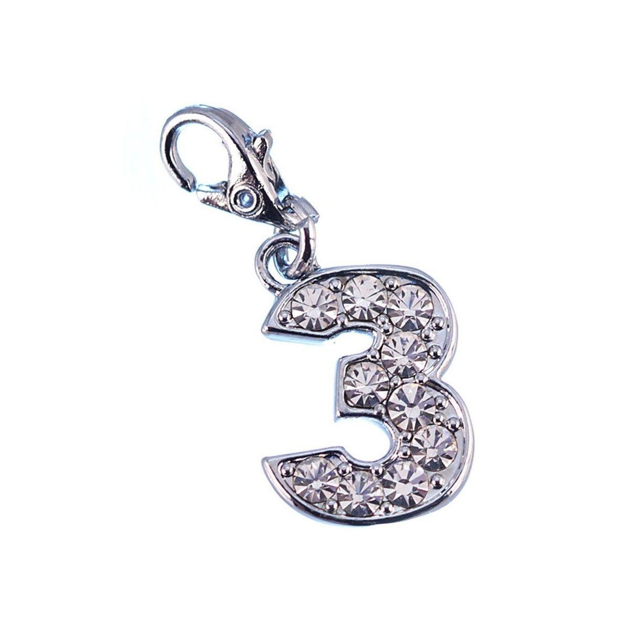 SC CRYSTAL Charm Chiffre 3 SC Crystal orné de Cristaux scintillants