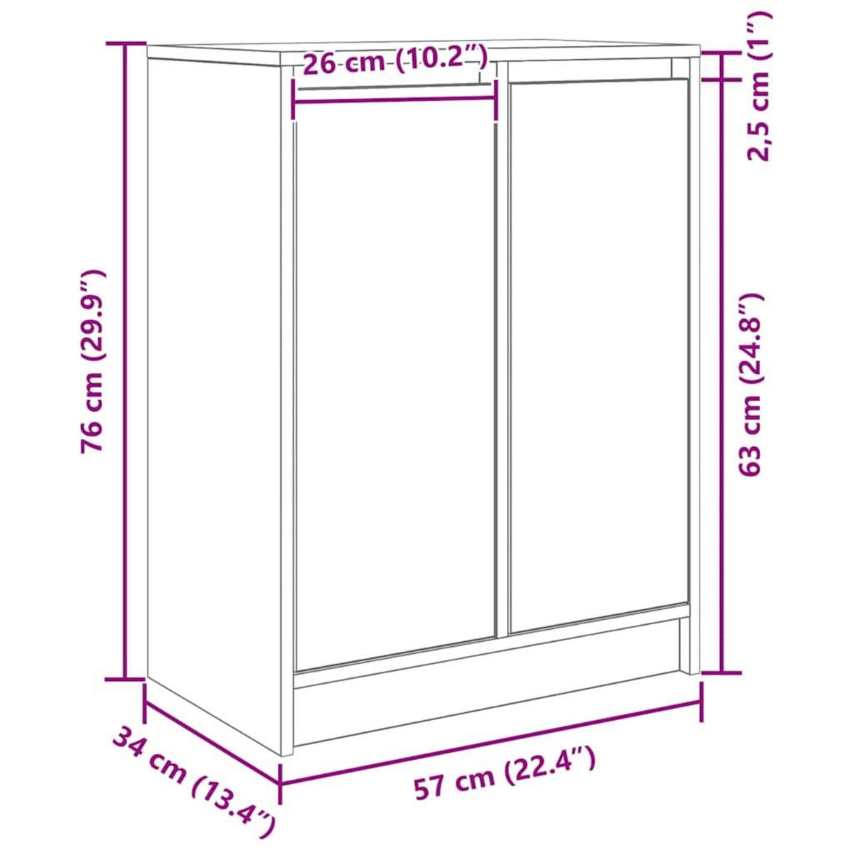 VIDAXL Buffet chene fume 57x34x76 cm bois d'ingenierie
