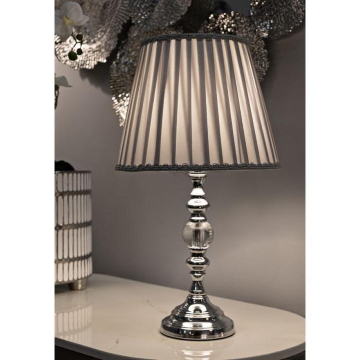 Paris Prix Lampe à Poser Design en Métal  Tolly  46cm Argent