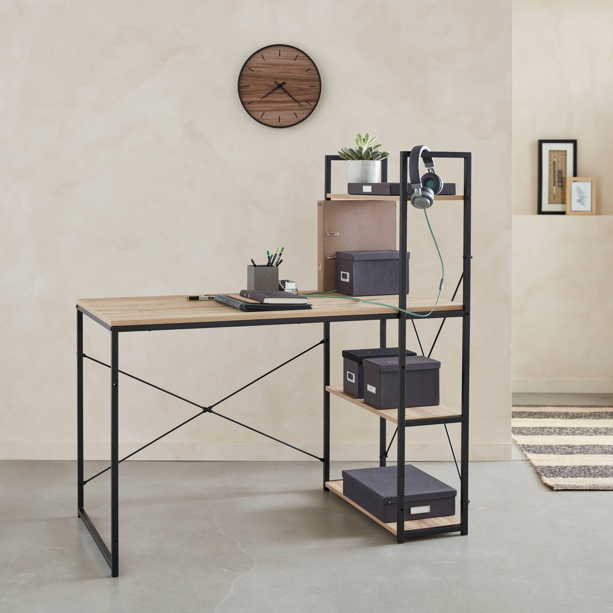 Voir la diapositive 3 : SWEEEK Bureau bibliothèque. Loft. 1 bureau. 3 étagères L 113 cm x l 60 cm x H 120 cm