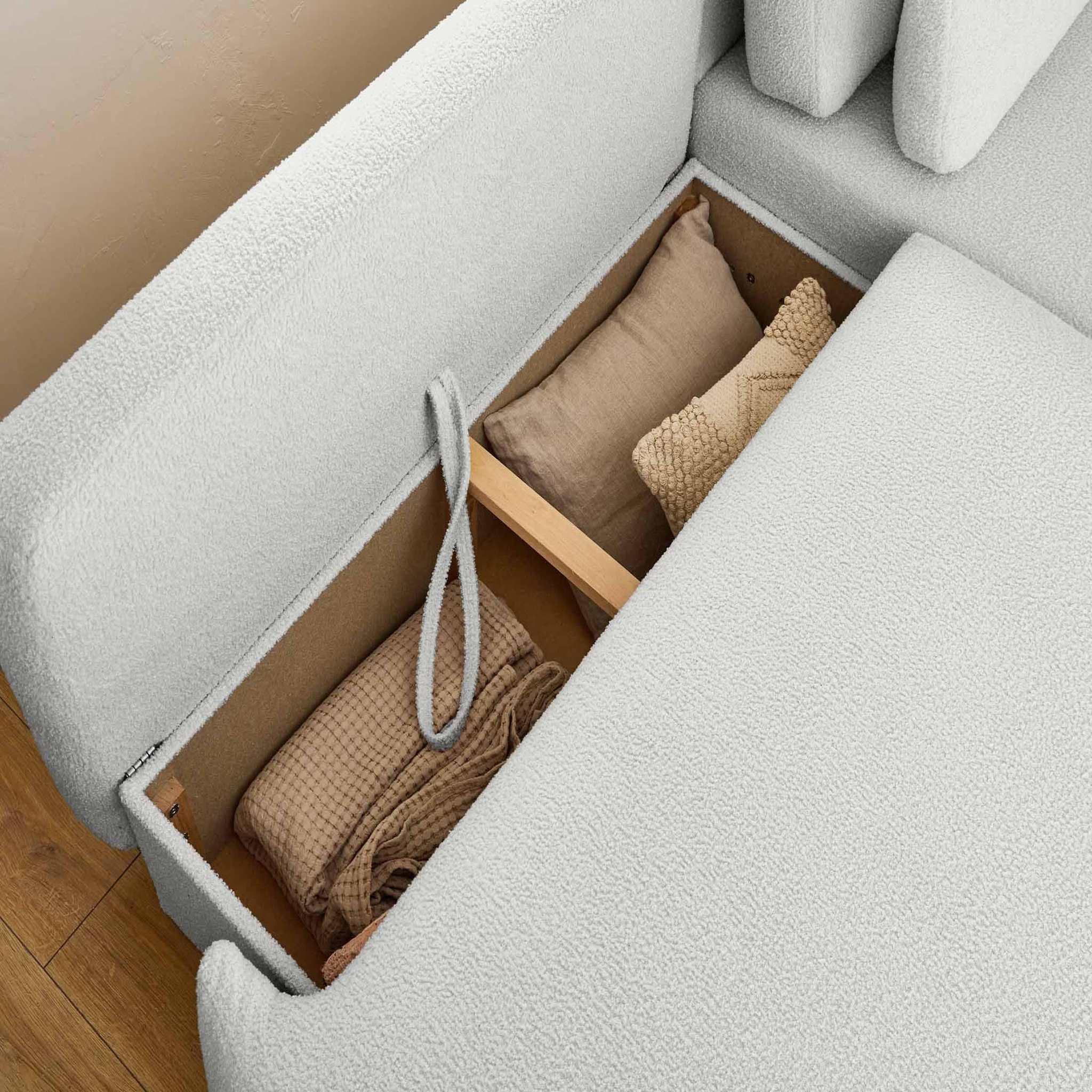 Voir la diapositive 3 : LISA DESIGN Mahina - canapé d'angle droit - 4 places - convertible avec coffre - en tissu bouclette