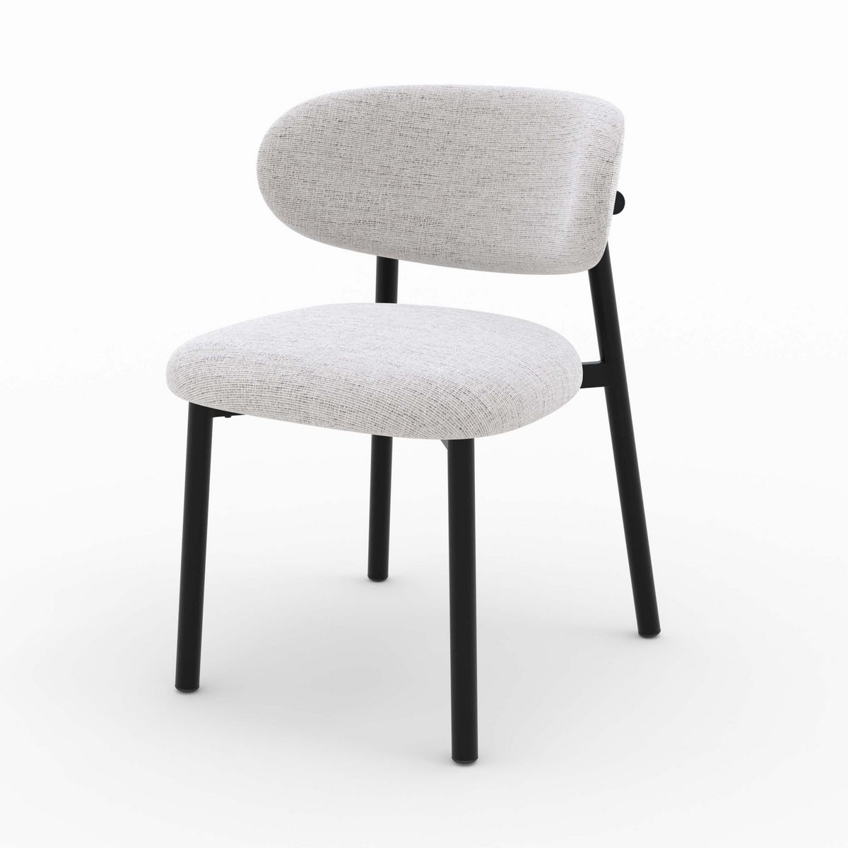 Rendez vous déco Lot de 2 chaises en tissu gris clair chiné et pieds en métal noir - Nao