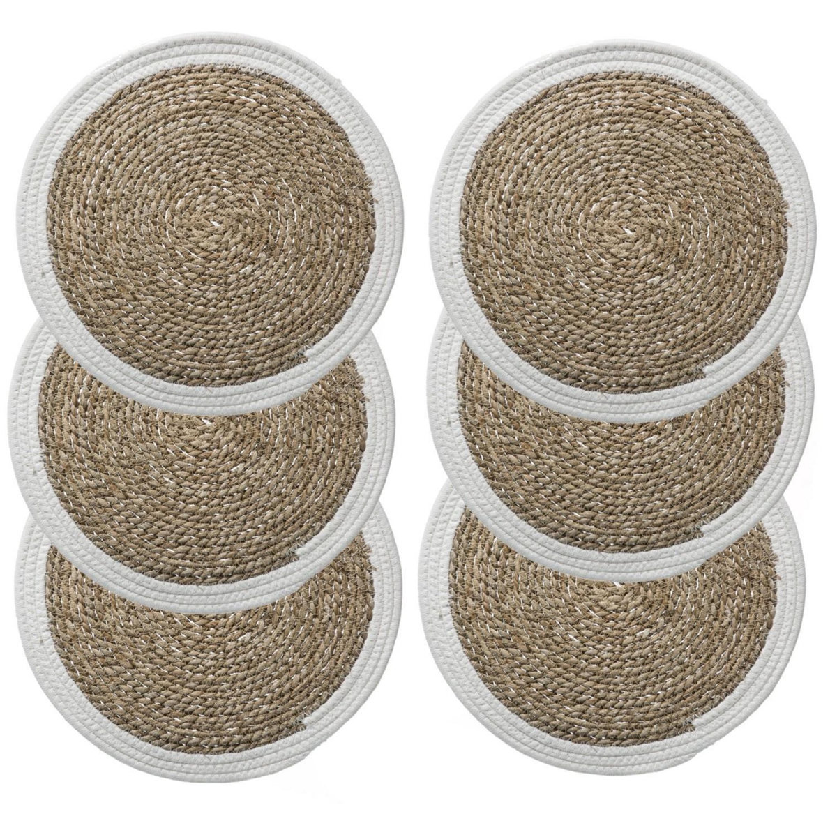 TOILINUX Lot de 6 sets de table rond en roseau et coton Pop