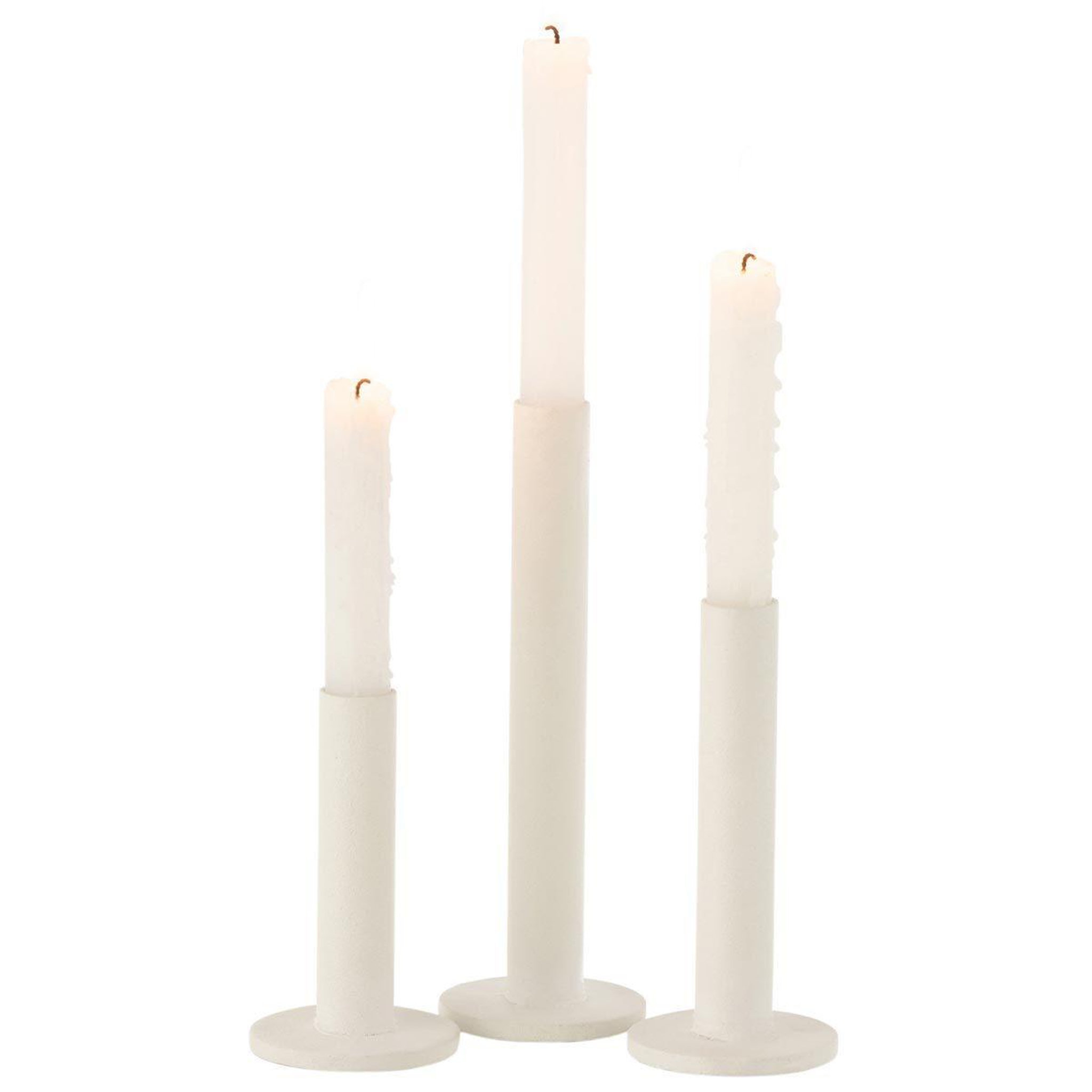 Voir la diapositive 2 : J-LINE Lot de 3 chandeliers déco  mat  21cm blanc