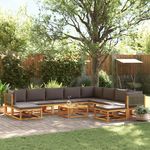 VIDAXL Salon de jardin avec coussins 11 pcs bois massif d'acacia