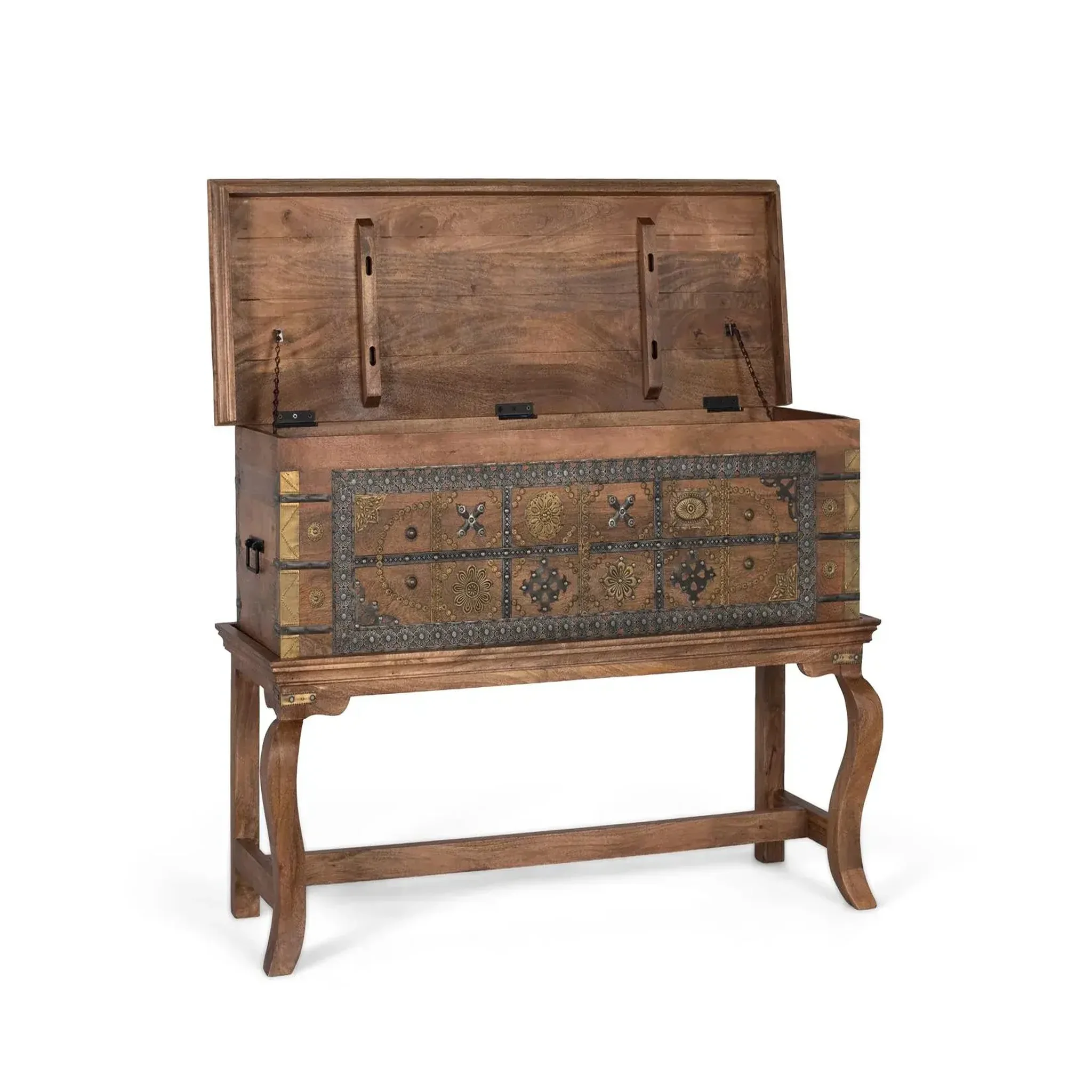 Voir la diapositive 2 : GINER Y COLOMER SL Console en bois de manguier 116 cm style artisanal classique