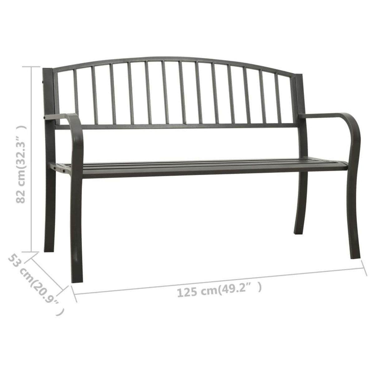 VIDAXL Banc de jardin 125 cm acier gris
