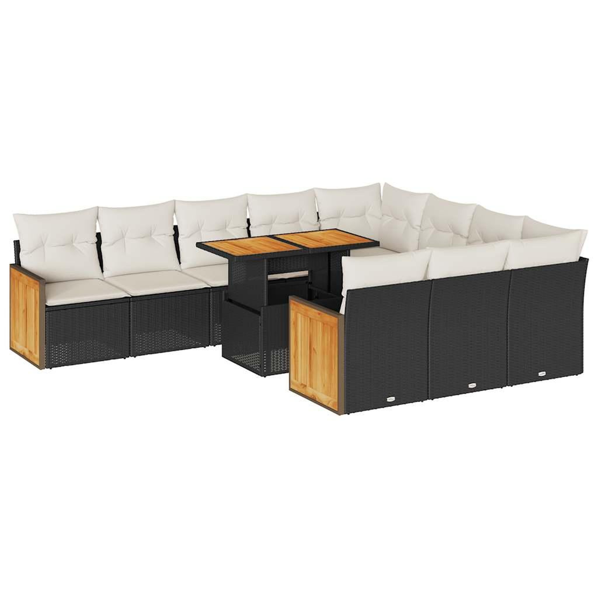 Voir la diapositive 2 : VIDAXL Ensemble de canapes de jardin 11 pcs et coussins rotin acacia