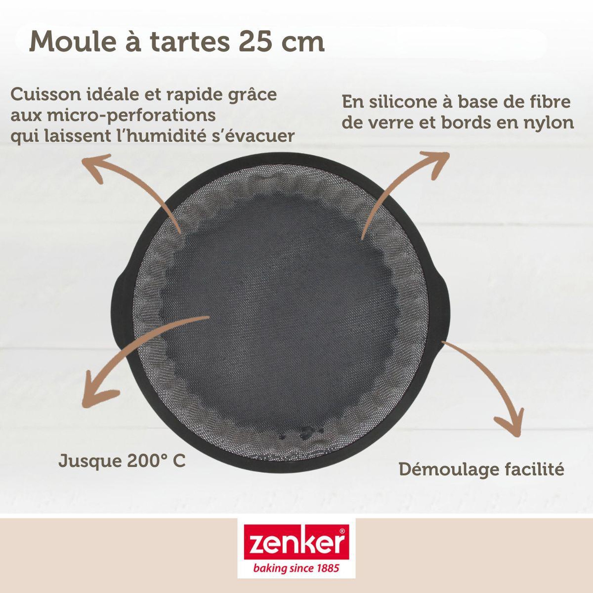 Voir la diapositive 6 : ZENKER Moule à tartes 25 cm zenker silicone fibre de verre