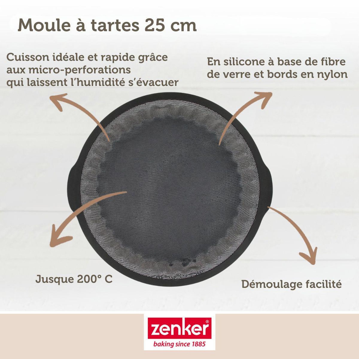 ZENKER Moule à tartes 25 cm Zenker Silicone fibre de verre