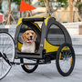 Voir la diapositive 2 : PAWHUT Remorque vélo pour chien 20 Kg pliable barre attelage fixation réflecteurs drapeau jaune