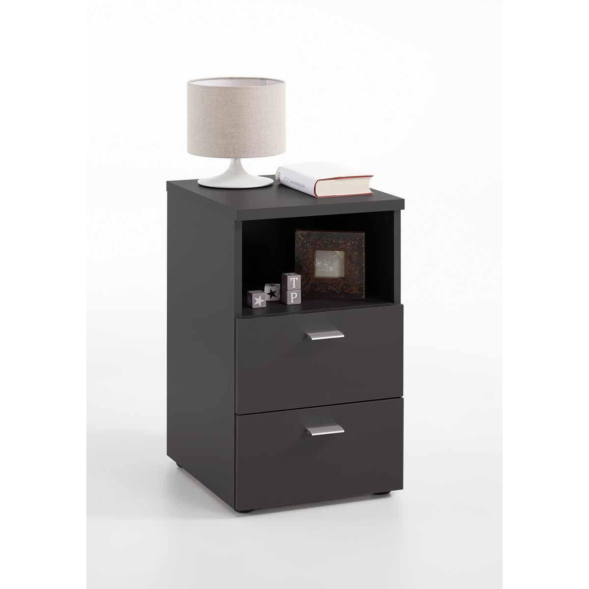 Voir la diapositive 3 : Paris Prix Table de chevet 2 tiroirs  macom  61cm noir