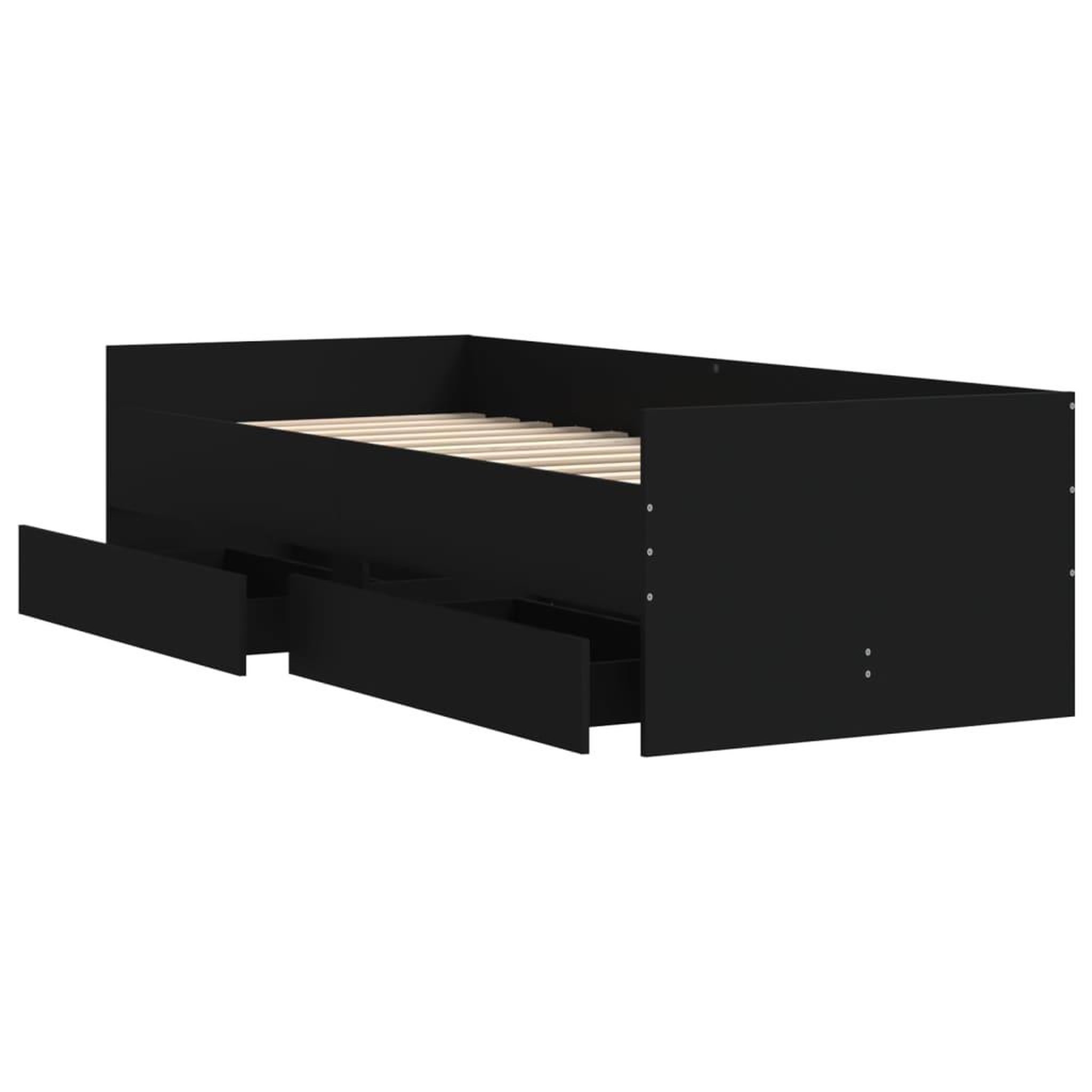 Voir la diapositive 5 : VIDAXL Cadre de lit avec tiroirs sans matelas noir 100x200 cm