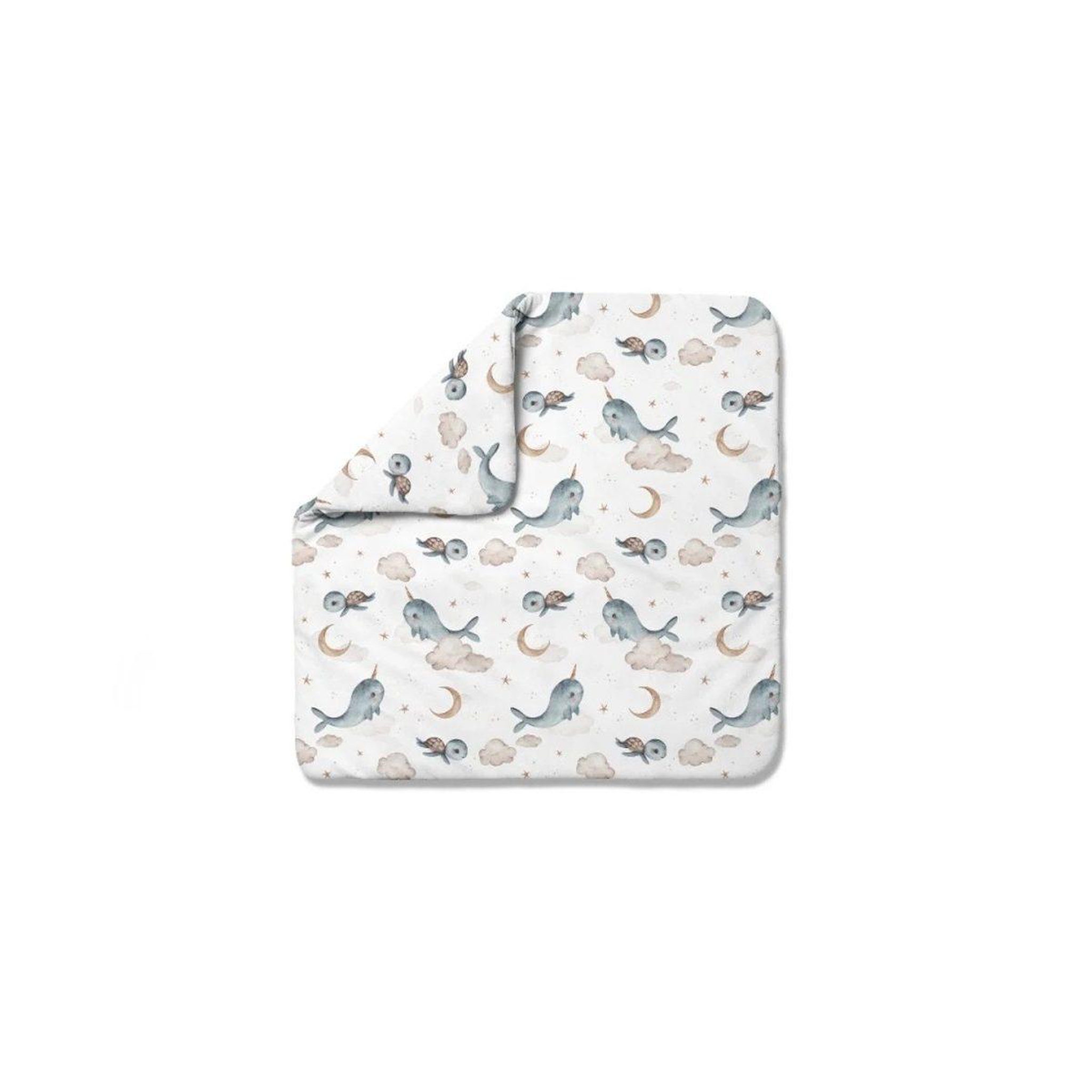 Voir la diapositive 2 : WALDIN Couette bébé 75 × 75 cm - motif baleine, blanc